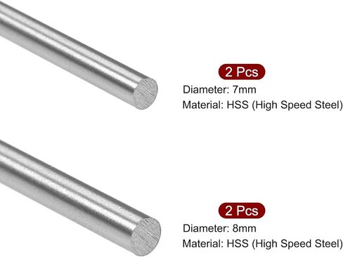 uxcell Round Steel Rod Set, 7mm and 8mm Lathe Bar Stock Tool 150mm Long, for Shaft Gear Drill Lathes Boring Machine Turning Miniature Axle, Cylindrical Pin DIY Craft Tool, 4pcs in Saudi Arabia
