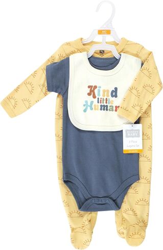 Hudson Baby Unisex Baby Cotton Sleep and Play, Bodysuit and Bandana Bib Set, Kind Human, 3-6 Months in Saudi Arabia