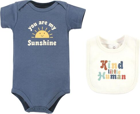 Hudson Baby Unisex Baby Cotton Sleep and Play, Bodysuit and Bandana Bib Set, Kind Human, 3-6 Months in Saudi Arabia