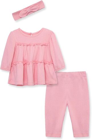 Little Me Simply Clothes for Baby Girls' 100% Organic Cotton Pointelle Rib Tunic and Bubble Sets, 3-12 Months in Saudi Arabia