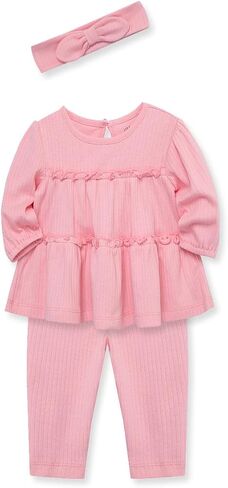 Little Me Simply Clothes for Baby Girls' 100% Organic Cotton Pointelle Rib Tunic and Bubble Sets, 3-12 Months in Saudi Arabia