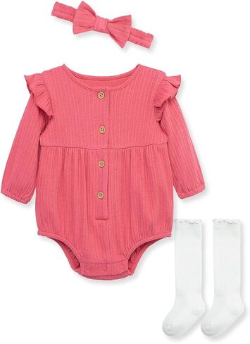 Little Me Simply Clothes for Baby Girls' 100% Organic Cotton Pointelle Rib Tunic and Bubble Sets, 3-12 Months in Saudi Arabia