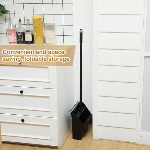 4 Pcs Lobby Dust Pan 36.6 Inch Upright Dust Pan with Serrated Yoke Dustpan Long Handle Plastic Commercial Dustpan for Wet Dry Floor Cleaning Home Office Restaurant Indoor Outdoor Use (Black) in Saudi Arabia