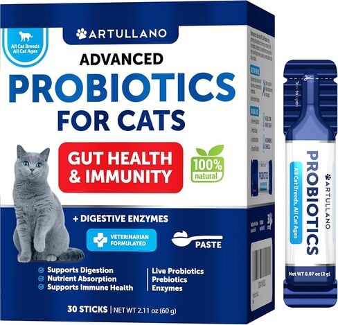 Cat Probiotics - Supports Digestion & Gut Health - Immunity Support - Nutrient Absorption - Digestive Enzymes - 30 Sticks in Kuwait