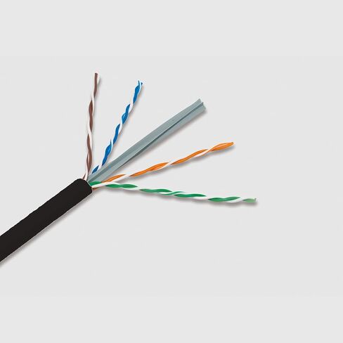 Elite Cat5e Outdoor Cable. CMX - UV Resistant, 1000ft, UL Listed, 24AWG, Unshielded, 350MHz, Bulk Reel, Black in Saudi Arabia
