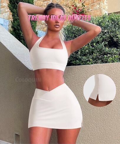 مجموعة تنورة نسائية صغيرة من Coloquin مكونة من قطعتين تنورة تنس بدون أكمام in Kuwait