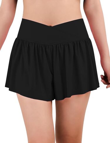 MORFORU Athletic Tennis Skirt Skorts for Women with Pockets 2 in 1 High Waisted Crossover Running Skirt Spandex Workout in Saudi Arabia