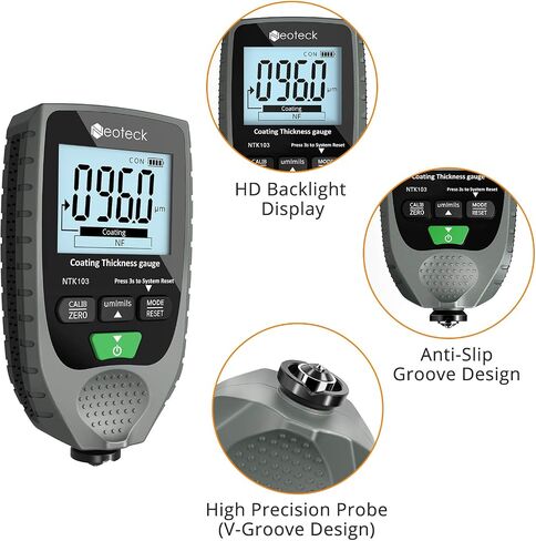 Neoteck طلاء السيارات قياس سمك متر المحمولة مع الخلفية شاشة الكريستال السائل لكل من الصلب والألومنيوم قاعدة سيارة معدنية 0-1500um in Saudi Arabia