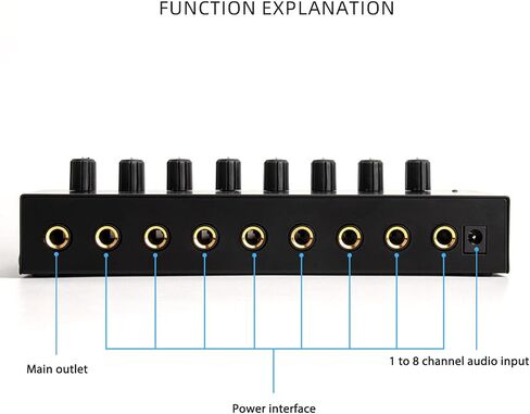 Headphone Amplifier - 8 Channel Mini Headphone Amp, Portable Stereo Headphone Amplifier, Bass Headphone Amp for Studio and Stage 100 to 240V in Saudi Arabia