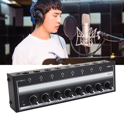 Headphone Amplifier - 8 Channel Mini Headphone Amp, Portable Stereo Headphone Amplifier, Bass Headphone Amp for Studio and Stage 100 to 240V in Saudi Arabia
