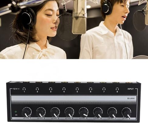 Headphone Amplifier - 8 Channel Mini Headphone Amp, Portable Stereo Headphone Amplifier, Bass Headphone Amp for Studio and Stage 100 to 240V in Saudi Arabia
