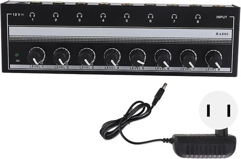 Headphone Amplifier - 8 Channel Mini Headphone Amp, Portable Stereo Headphone Amplifier, Bass Headphone Amp for Studio and Stage 100 to 240V in Saudi Arabia