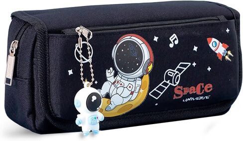 مقلمة BAUBLE CROWN للأولاد، حافظة أقلام كرتونية ذات سعة كبيرة للفتيات، حامل أقلام لطلاب المدارس، صندوق تخزين للأطفال مع قلادة رائد فضاء (أزرق، طبقتان) in Kuwait