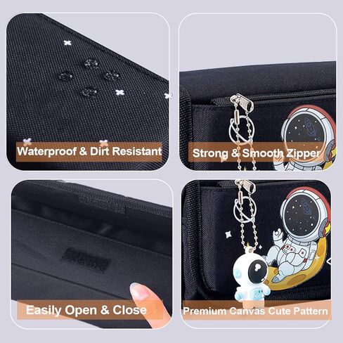 مقلمة BAUBLE CROWN للأولاد، حافظة أقلام كرتونية ذات سعة كبيرة للفتيات، حامل أقلام لطلاب المدارس، صندوق تخزين للأطفال مع قلادة رائد فضاء (أزرق، طبقتان) in Kuwait