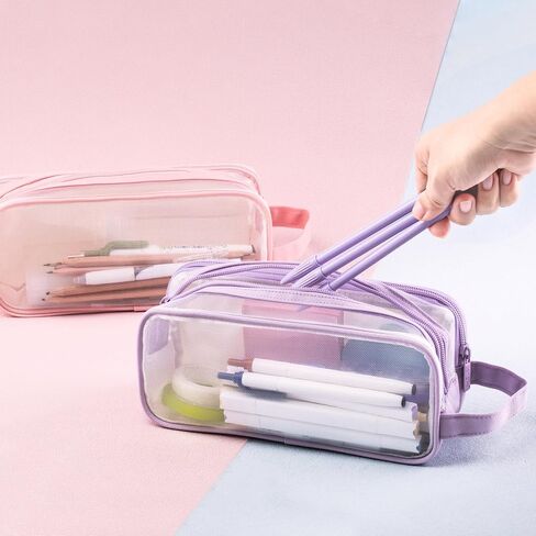 Friinder Large Grid Mesh Bag Two Compartment Stationery Organizer Multi-Color Marker Pouch for Adults Office Business Holiday Gift in Saudi Arabia