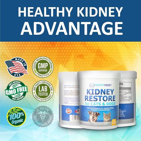 Kidney Restore for Cats & Dogs Unflavored - Natural Cat & Dog Kidney Supplement, Kidney Cleanse & Repair Renal Support Canine and Feline Pet Kidney Supplement, Add to Cat & Dog Food 90 Gr. in Kuwait