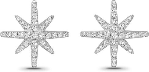 ARAIYA FINE JEWELRY Gift For Mothers Day Sterling Silver Diamond Star Stud Earrings (3/8 cttw, I-J Color, I2-I3 Clarity) in Kuwait