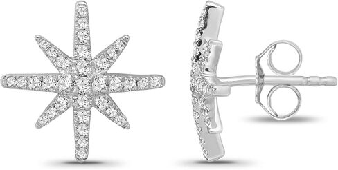 ARAIYA FINE JEWELRY Gift For Mothers Day Sterling Silver Diamond Star Stud Earrings (3/8 cttw, I-J Color, I2-I3 Clarity) in Kuwait