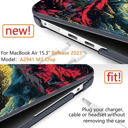 Yebiseven لجهاز MacBook Air 13.6 بوصة M3/M2 حافظة 2024 2022 إصدار A3113/A2681، حافظة بلاستيكية صلبة للكمبيوتر المحمول مع غطاء لوحة المفاتيح وواقي لوحة التتبع ومحولين OTG، الفاوانيا المجردة in Kuwait