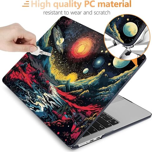 Yebiseven لجهاز MacBook Air 13.6 بوصة M3/M2 حافظة 2024 2022 إصدار A3113/A2681، حافظة بلاستيكية صلبة للكمبيوتر المحمول مع غطاء لوحة المفاتيح وواقي لوحة التتبع ومحولين OTG، الفاوانيا المجردة in Kuwait