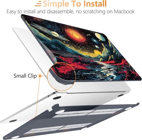 Yebiseven لجهاز MacBook Air 13.6 بوصة M3/M2 حافظة 2024 2022 إصدار A3113/A2681، حافظة بلاستيكية صلبة للكمبيوتر المحمول مع غطاء لوحة المفاتيح وواقي لوحة التتبع ومحولين OTG، الفاوانيا المجردة in Kuwait
