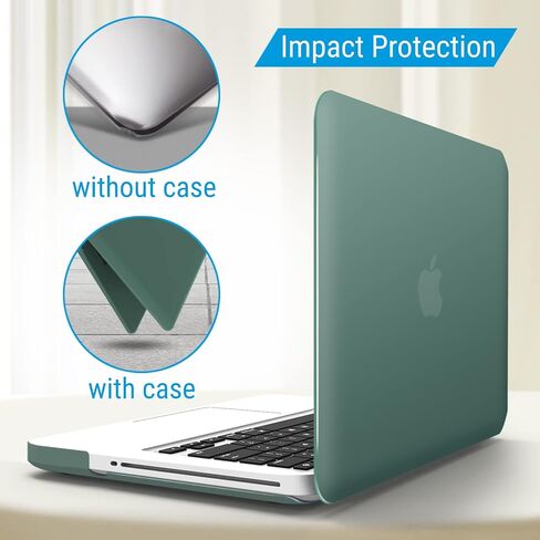 IBENZER Compatible with MacBook Pro 13 Inch case A1278 Release 2012-2008, Plastic Hard Shell Case with Keyboard Cover for Apple Old Version Mac Pro 13 with CD-ROM, Black, P13BK+ 1 in Saudi Arabia