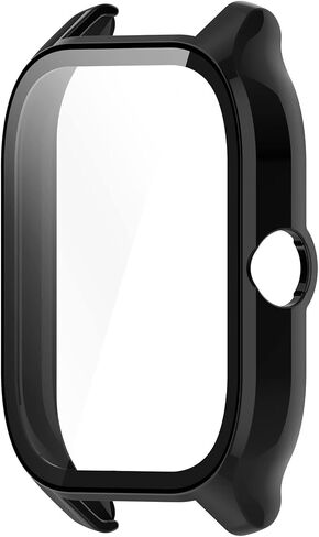 متوافق مع غطاء حافظة Amazfit GTS 4، حافظة واقية من البولي كربونات مقاومة للخدش مع واقي شاشة من الزجاج المقوى عالي الدقة لساعة Amazfit GTS 4 الذكية (ليس لـ GTS4 Mini) (أسود) in Kuwait