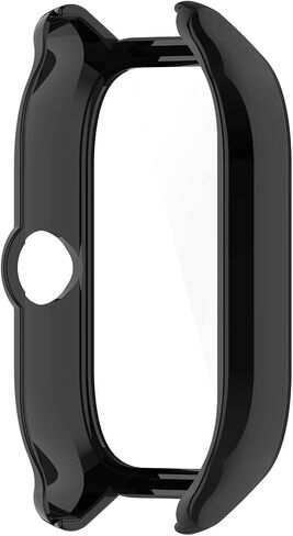 متوافق مع غطاء حافظة Amazfit GTS 4، حافظة واقية من البولي كربونات مقاومة للخدش مع واقي شاشة من الزجاج المقوى عالي الدقة لساعة Amazfit GTS 4 الذكية (ليس لـ GTS4 Mini) (أسود) in Kuwait