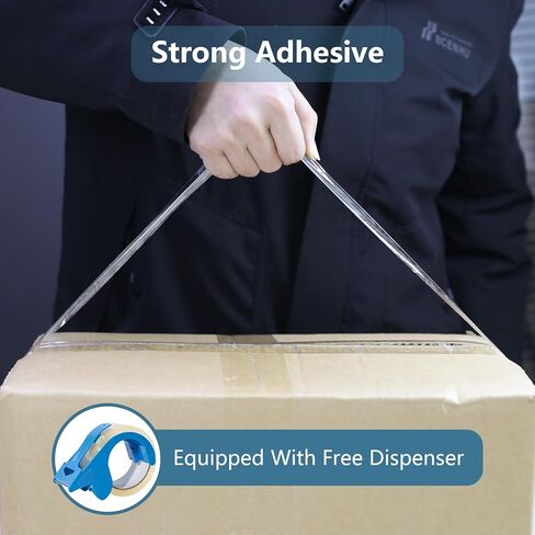 شريط تعبئة Toptoo 12 لفة مع موزعين، شريط تغليف شديد التحمل للشحن والتعبئة المتحركة، 1.88 بوصة × 60 ياردة، 60 ياردة لكل لفة، 720 ياردة إجمالية in Kuwait