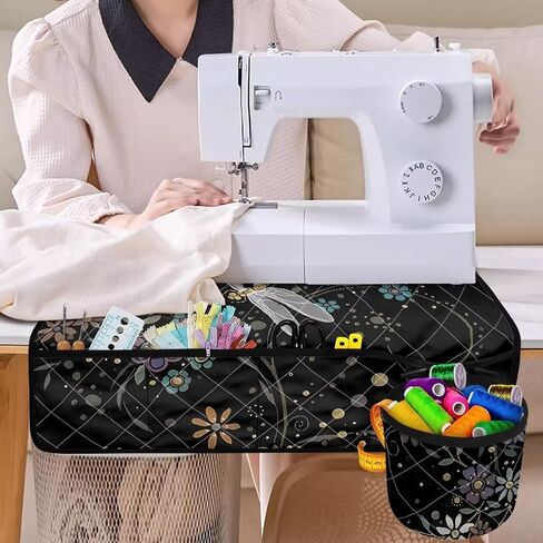 Mintulipy Sewing Machine Mat Reduce Vibration Protective Non Slip Dragonfly Sewing Machine Mat to Reduce Noise Sewing Machine Pad Organizer Home Decor in Saudi Arabia