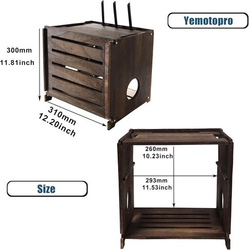 صندوق واي فاي صندوق راوتر خشبي قديم فحمي وصندوق تخزين مودم، صندوق واي فاي خشبي مزدوج الطبقة لا يوجد خزانة راوتر تحجب الإشارة in Kuwait
