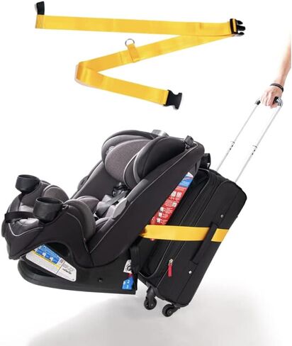 Car Seat Travel Belt | Car Seat Luggage Strap to Convert Your Car Seat and Carry-on Luggage into an Airport Car Seat Carrier | Bright Yellow - Travel Solution in Saudi Arabia