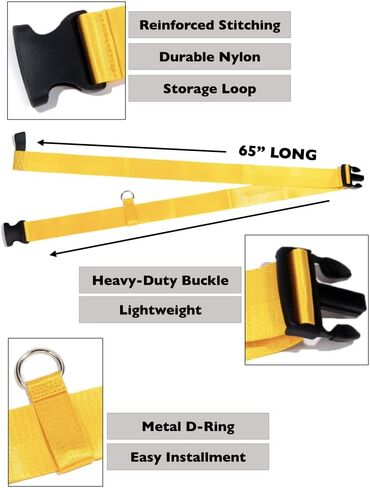 Car Seat Travel Belt | Car Seat Luggage Strap to Convert Your Car Seat and Carry-on Luggage into an Airport Car Seat Carrier | Bright Yellow - Travel Solution in Saudi Arabia