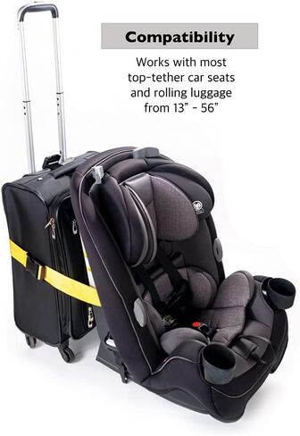 Car Seat Travel Belt | Car Seat Luggage Strap to Convert Your Car Seat and Carry-on Luggage into an Airport Car Seat Carrier | Bright Yellow - Travel Solution in Saudi Arabia