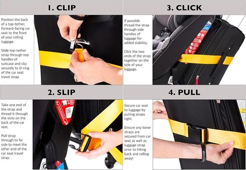 Car Seat Travel Belt | Car Seat Luggage Strap to Convert Your Car Seat and Carry-on Luggage into an Airport Car Seat Carrier | Bright Yellow - Travel Solution in Saudi Arabia