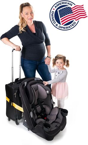 Car Seat Travel Belt | Car Seat Luggage Strap to Convert Your Car Seat and Carry-on Luggage into an Airport Car Seat Carrier | Bright Yellow - Travel Solution in Saudi Arabia
