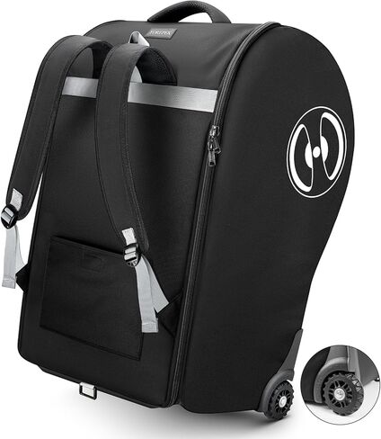 حقيبة ظهر مبطنة لمقعد السيارة من YOREPEK مع عجلات، تناسب عربة وقاعدة مقعد السيارة دونا، حقائب مقعد السيارة للسفر الجوي مع حزام الكتف، غطاء سفر لمقعد السيارة للرضع، أسود in Kuwait
