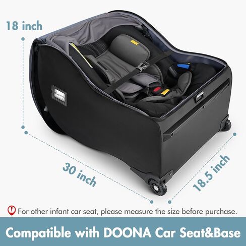 حقيبة ظهر مبطنة لمقعد السيارة من YOREPEK مع عجلات، تناسب عربة وقاعدة مقعد السيارة دونا، حقائب مقعد السيارة للسفر الجوي مع حزام الكتف، غطاء سفر لمقعد السيارة للرضع، أسود in Kuwait