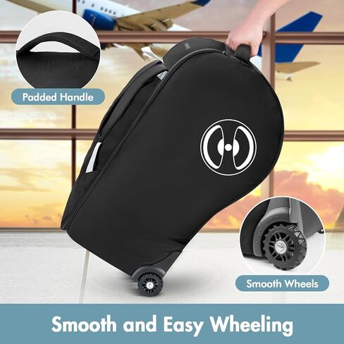 حقيبة ظهر مبطنة لمقعد السيارة من YOREPEK مع عجلات، تناسب عربة وقاعدة مقعد السيارة دونا، حقائب مقعد السيارة للسفر الجوي مع حزام الكتف، غطاء سفر لمقعد السيارة للرضع، أسود in Kuwait