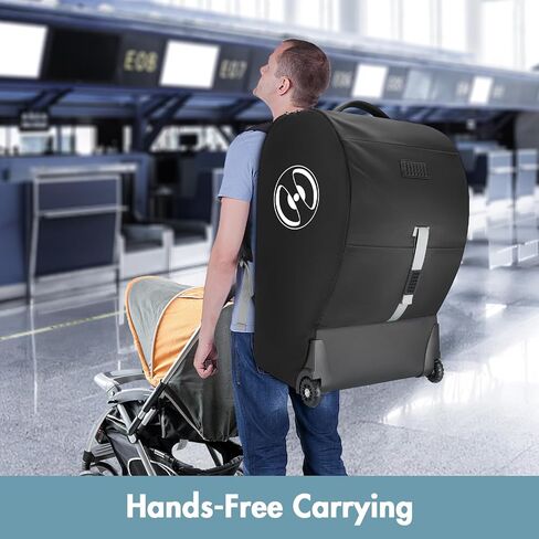 حقيبة ظهر مبطنة لمقعد السيارة من YOREPEK مع عجلات، تناسب عربة وقاعدة مقعد السيارة دونا، حقائب مقعد السيارة للسفر الجوي مع حزام الكتف، غطاء سفر لمقعد السيارة للرضع، أسود in Kuwait