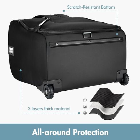 حقيبة ظهر مبطنة لمقعد السيارة من YOREPEK مع عجلات، تناسب عربة وقاعدة مقعد السيارة دونا، حقائب مقعد السيارة للسفر الجوي مع حزام الكتف، غطاء سفر لمقعد السيارة للرضع، أسود in Kuwait