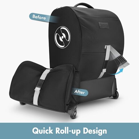 حقيبة ظهر مبطنة لمقعد السيارة من YOREPEK مع عجلات، تناسب عربة وقاعدة مقعد السيارة دونا، حقائب مقعد السيارة للسفر الجوي مع حزام الكتف، غطاء سفر لمقعد السيارة للرضع، أسود in Kuwait