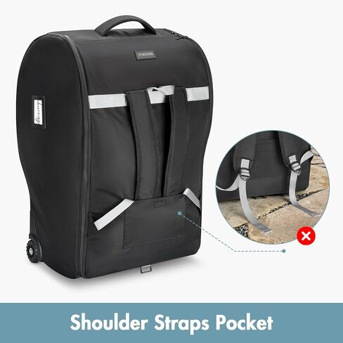 حقيبة ظهر مبطنة لمقعد السيارة من YOREPEK مع عجلات، تناسب عربة وقاعدة مقعد السيارة دونا، حقائب مقعد السيارة للسفر الجوي مع حزام الكتف، غطاء سفر لمقعد السيارة للرضع، أسود in Kuwait