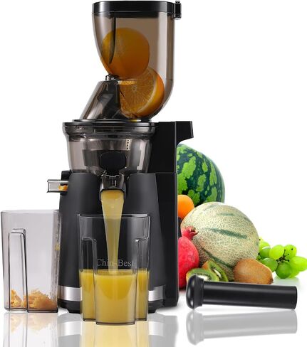 Chin-Best 250 Watt High Power Juicer - Juicer Machines with 3.5-inch (88mm) Large Feed Chute- Masticating Juicer with 96% juice yield for Fruits and Vegetables, Easy Clean, Black in Saudi Arabia