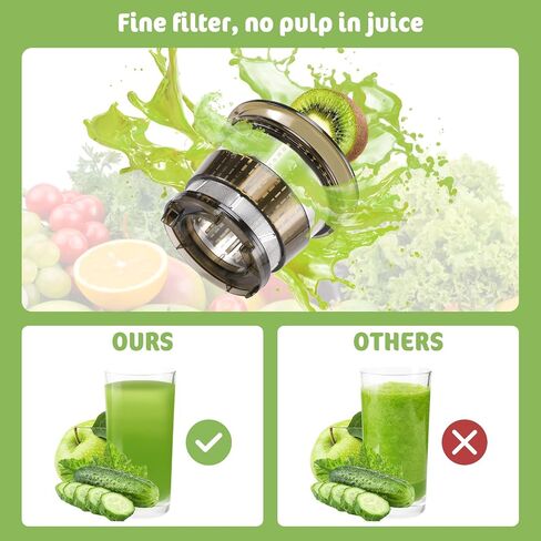 Chin-Best 250 Watt High Power Juicer - Juicer Machines with 3.5-inch (88mm) Large Feed Chute- Masticating Juicer with 96% juice yield for Fruits and Vegetables, Easy Clean, Black in Saudi Arabia
