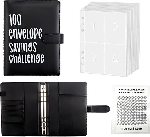 100 Day Savings Challenge - Money Saving Binder with Cash Envelopes - Money Saver Book, Premium Quality Features for Smart Budgeting, and Lasting Impact on Your Financial Journey to Save $5,050 in Saudi Arabia