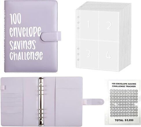 100 Day Savings Challenge - Money Saving Binder with Cash Envelopes - Money Saver Book, Premium Quality Features for Smart Budgeting, and Lasting Impact on Your Financial Journey to Save $5,050 in Saudi Arabia