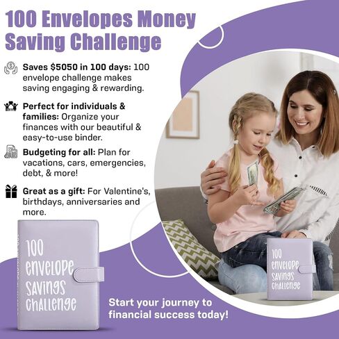 100 Day Savings Challenge - Money Saving Binder with Cash Envelopes - Money Saver Book, Premium Quality Features for Smart Budgeting, and Lasting Impact on Your Financial Journey to Save $5,050 in Saudi Arabia