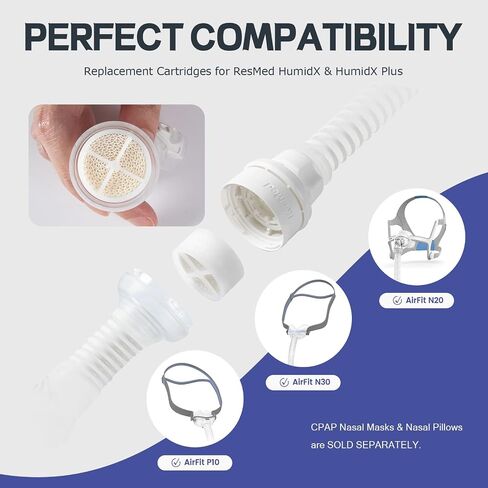 HME Filter, Replacement Cartridges for ResMed HumidX Plus, Compatible with Airmini CPAP Machine & P10 Nasal Pillows, N20 and N30 Nasal Masks, 12-Pack Cartridges in Saudi Arabia