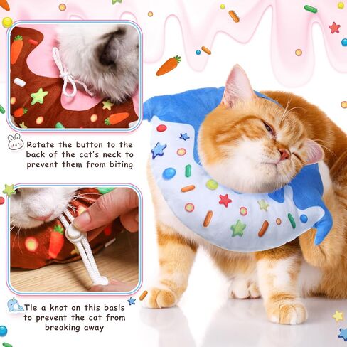 libfrnt 2 Pcs Cat Cone Collar Soft, Cute Cat Donut Adjustable Cat Recovery Collar Elizabethan Cones to Stop Licking Anti-Bite Neck Cone for Pet Cats Kittens After Surgery, Rabbit and Dolphin(S) in Saudi Arabia